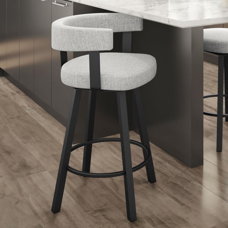 Amisco Parker Grey White Upholstered Swivel Bar Stool In The Bar Stools 