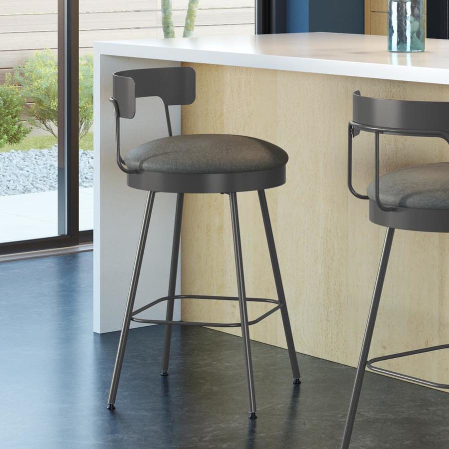 Amisco Monza Dark Grey Counter Height Upholstered Swivel Bar Stool In The Bar Stools Department 