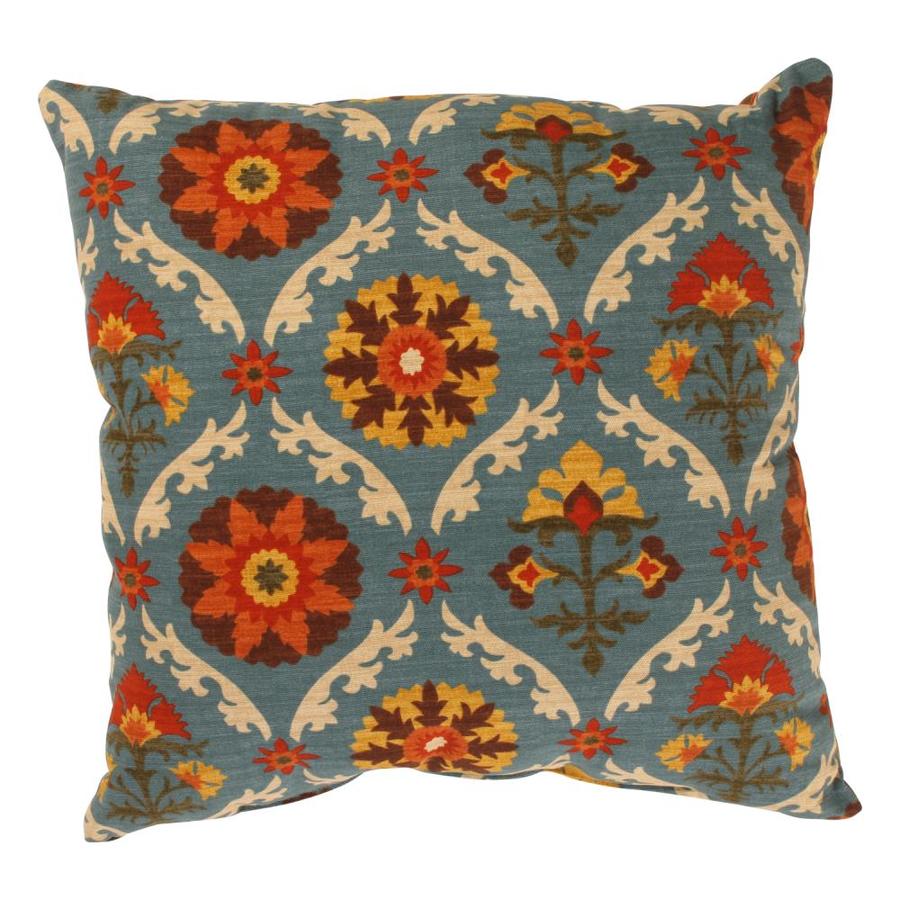 Pillow Perfect 18 In X 18 In Blue Multicolored Cotton Square Indoor Decorative Pillow In The Throw Pillows Department At Lowes Com