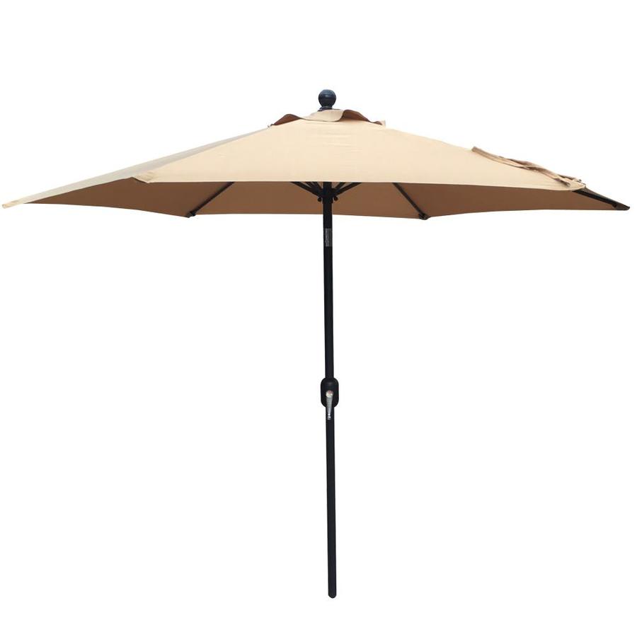 Clihome 9 Ft Hexagon Tan With Black Aluminum Frame Crank Market Patio Umbrella In The Patio Umbrellas Department At Lowes Com