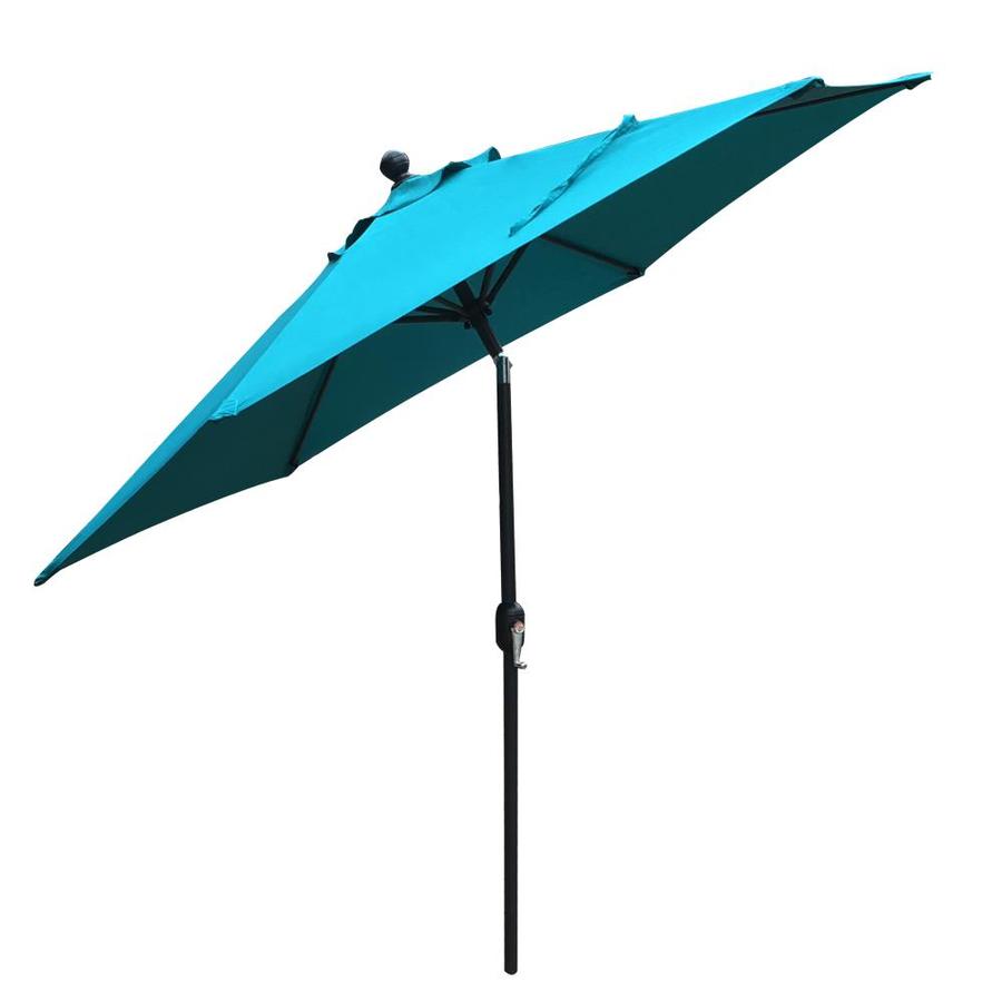 Clihome 9 Ft Hexagon Teal With Black Aluminum Frame Crank Market Patio Umbrella In The Patio Umbrellas Department At Lowes Com