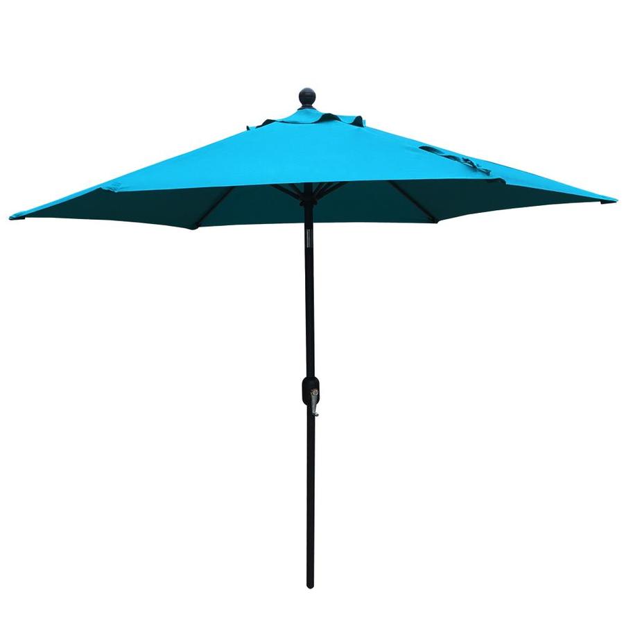 Clihome 9 Ft Hexagon Teal With Black Aluminum Frame Crank Market Patio Umbrella In The Patio Umbrellas Department At Lowes Com