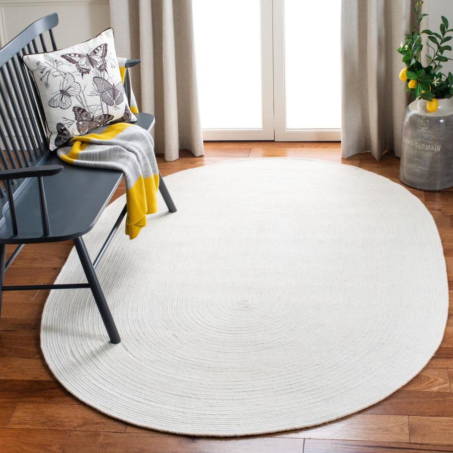 Safavieh Braided Arja 6 x 9 Ivory Oval Indoor Coastal Area Rug in the Rugs department at