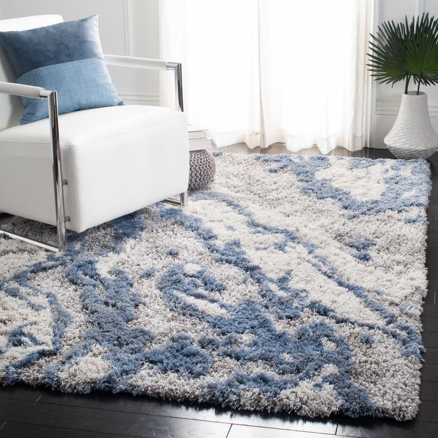 Safavieh Horizon Tingri Shag 5 x 8 Gray/Blue Abstract Area Rug in the