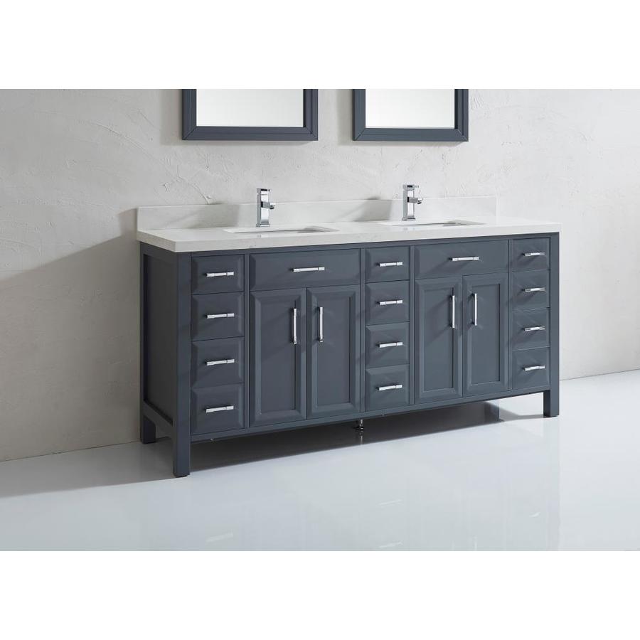 Spa Bathe Calumet 75 In Pepper Gray Undermount Double Sink Bathroom Vanity With White And Grey Veins Engineered Stone Top In The Bathroom Vanities With Tops Department At Lowes Com