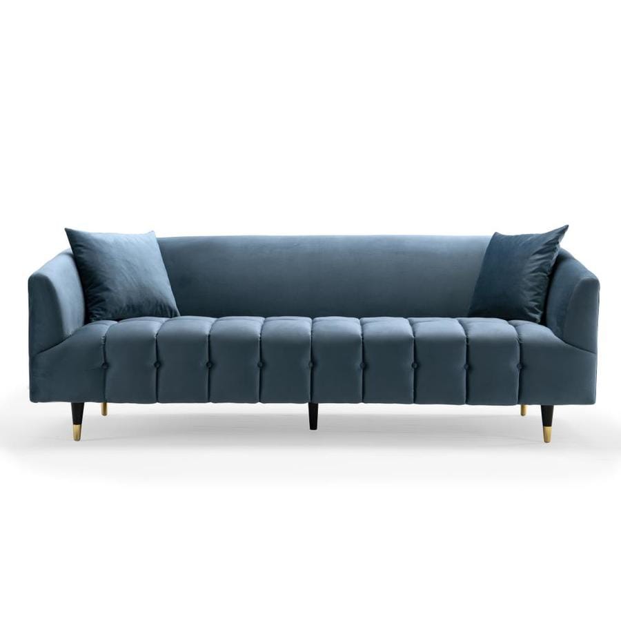 Chic Home Design Julia Modern Teal Velvet Sofa In The Couches Sofas Loveseats Department At Lowes Com