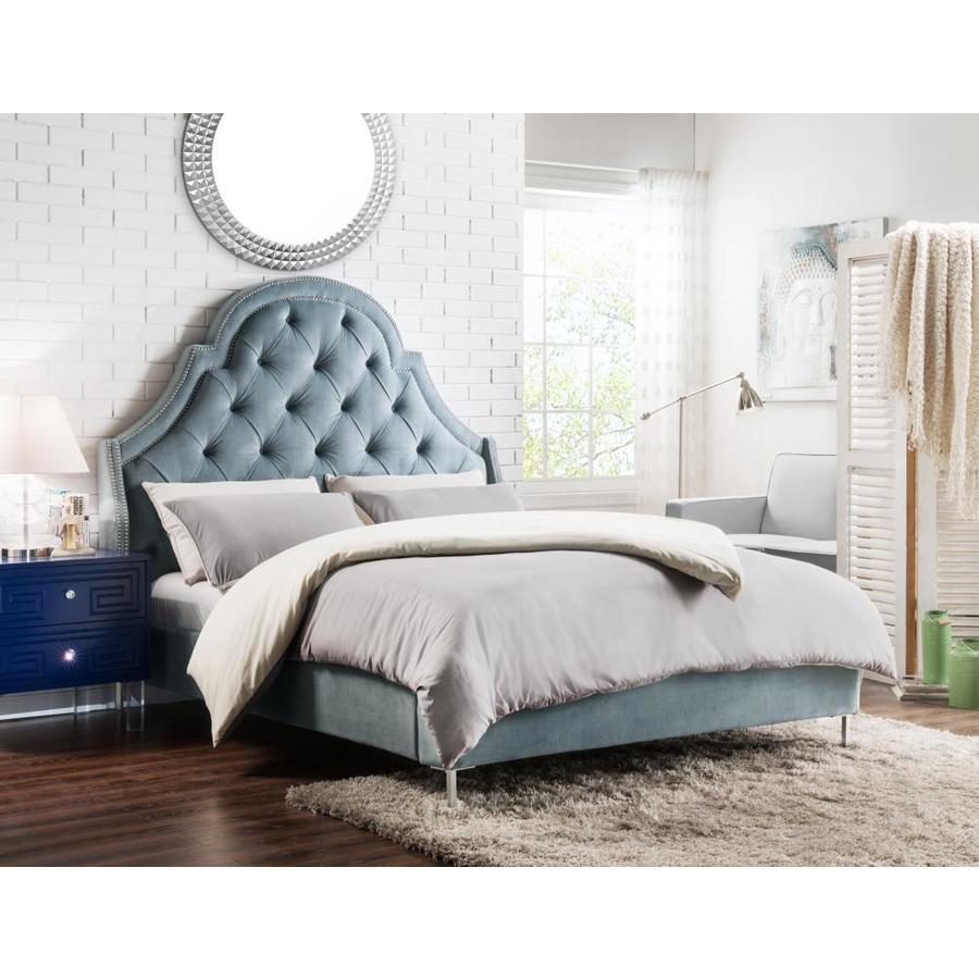 Chic Home Design Napoleon Slate Blue Queen Upholstered Bed In The Beds Department At