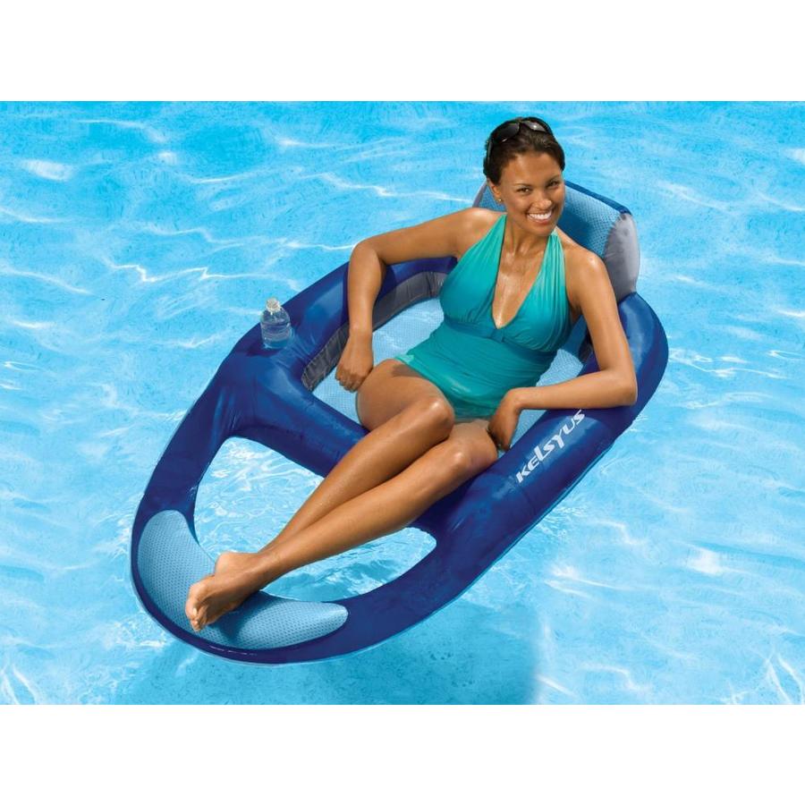 Kelsyus Floating Pool Lounger Inflatable Chair with Cup Holder, Blue