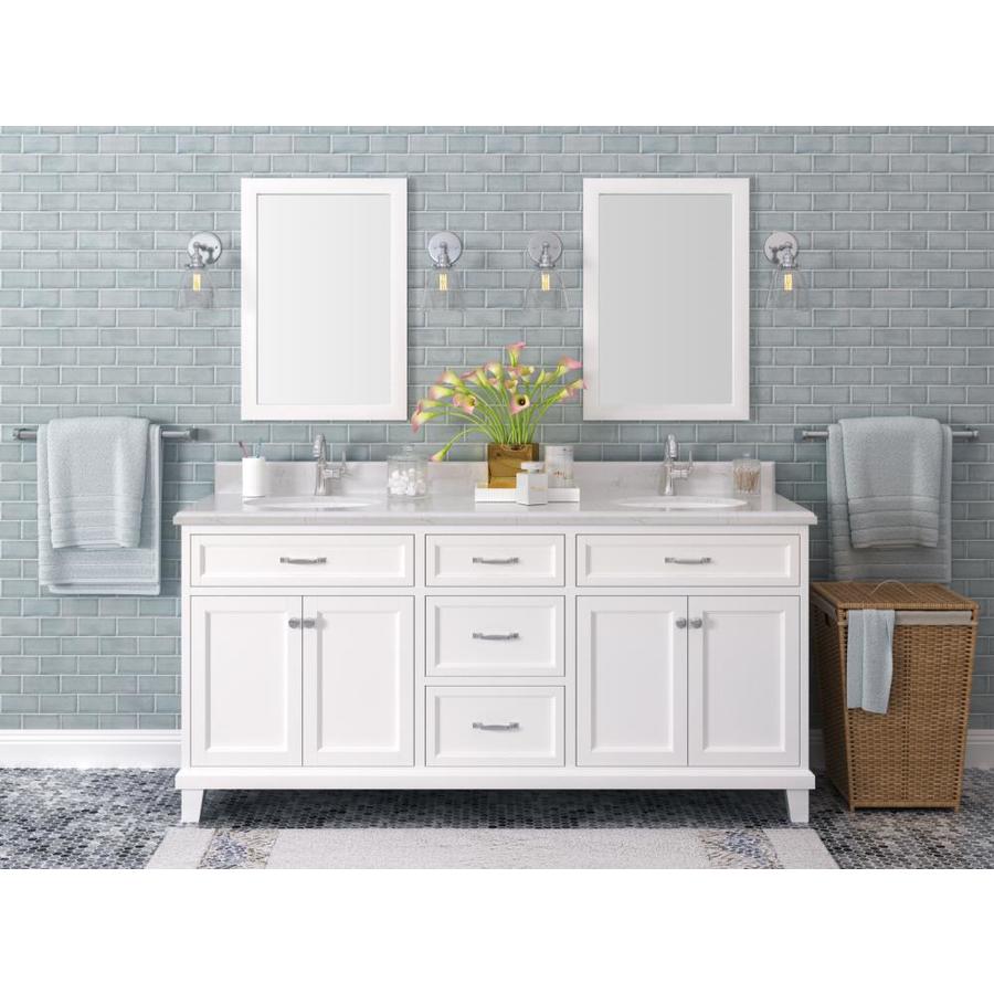 Kenston 72 In White Double Sink Bathroom Vanity With New Ariston Quartz Top In The Bathroom Vanities With Tops Department At Lowes Com