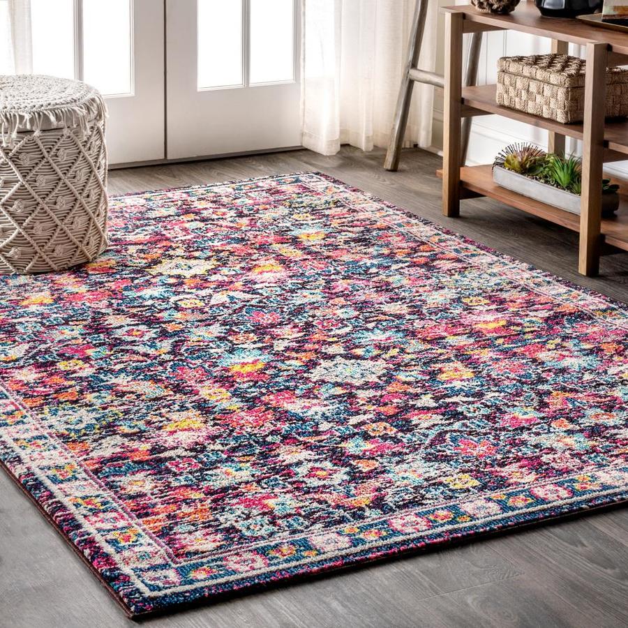 JONATHAN Y Modern Persian Multi/Purple Square Indoor Area Rug (Common