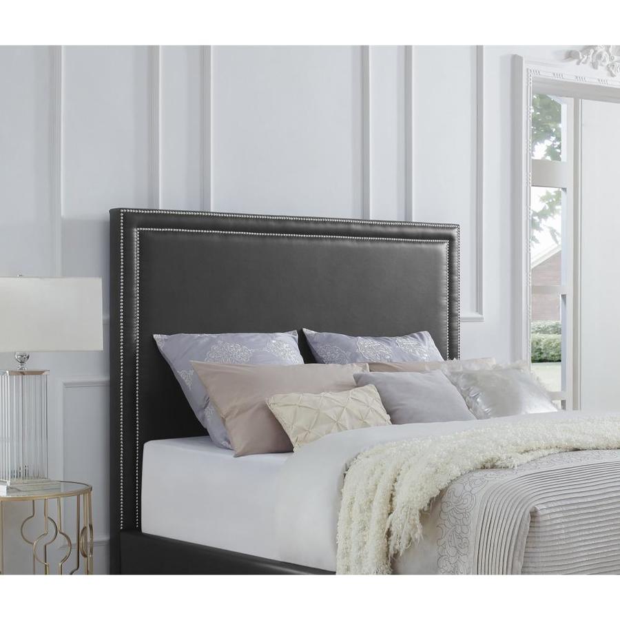 Inspired Home Samuele Black Queen Faux Leather Upholstered Headboard in