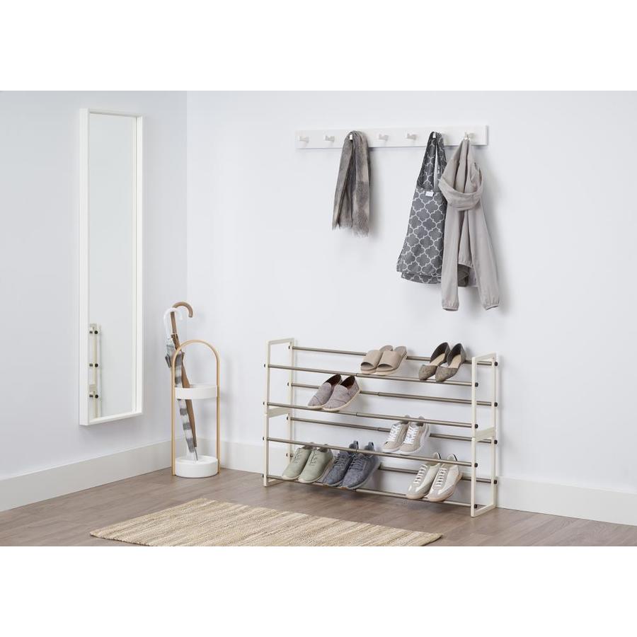 Trinity 20 Pair White Frames With Powder Coated Champagne Poles Wood Shoe Rack In The Shoe Storage Department At Lowes Com