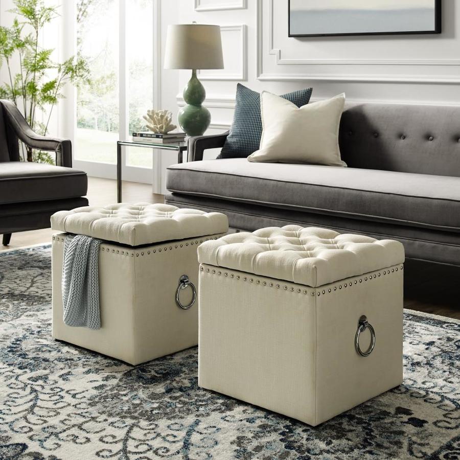 Inspired Home Micella Modern Cream White Storage Ottoman in the Indoor Ottomans department at