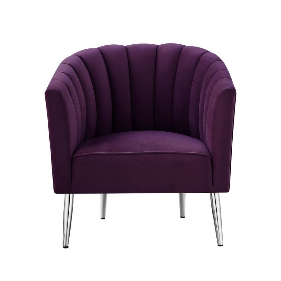 Nicole Miller Tibii Modern Purple/Chrome Velvet Accent Chair in the Chairs department at Lowes.com