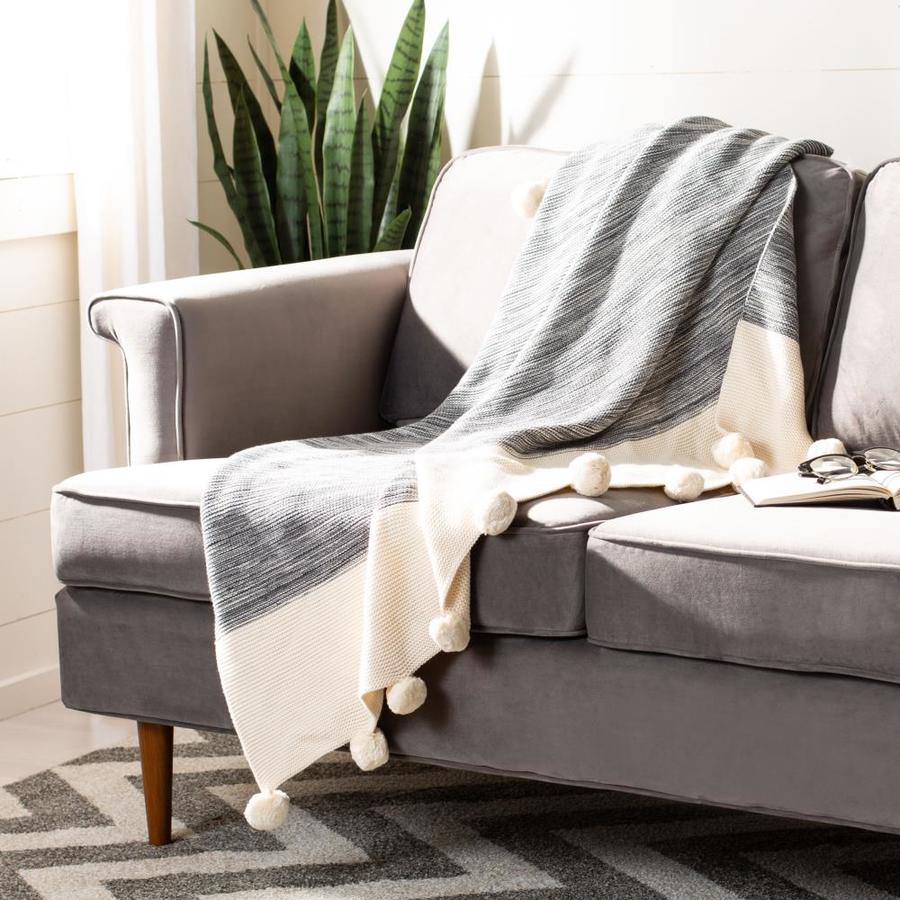 Safavieh Orie Dark Gray/Natural Cotton Throw in the Blankets & Throws