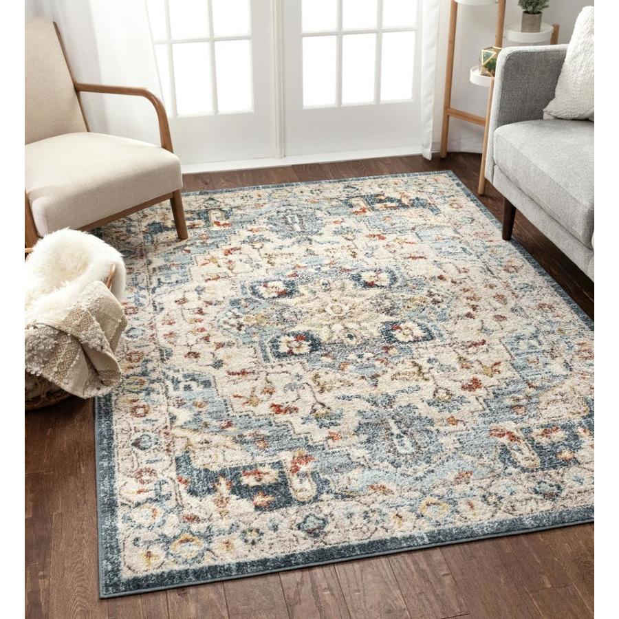 Well Woven Mystic 8 x 11 Blue Indoor Medallion Vintage Area Rug in the