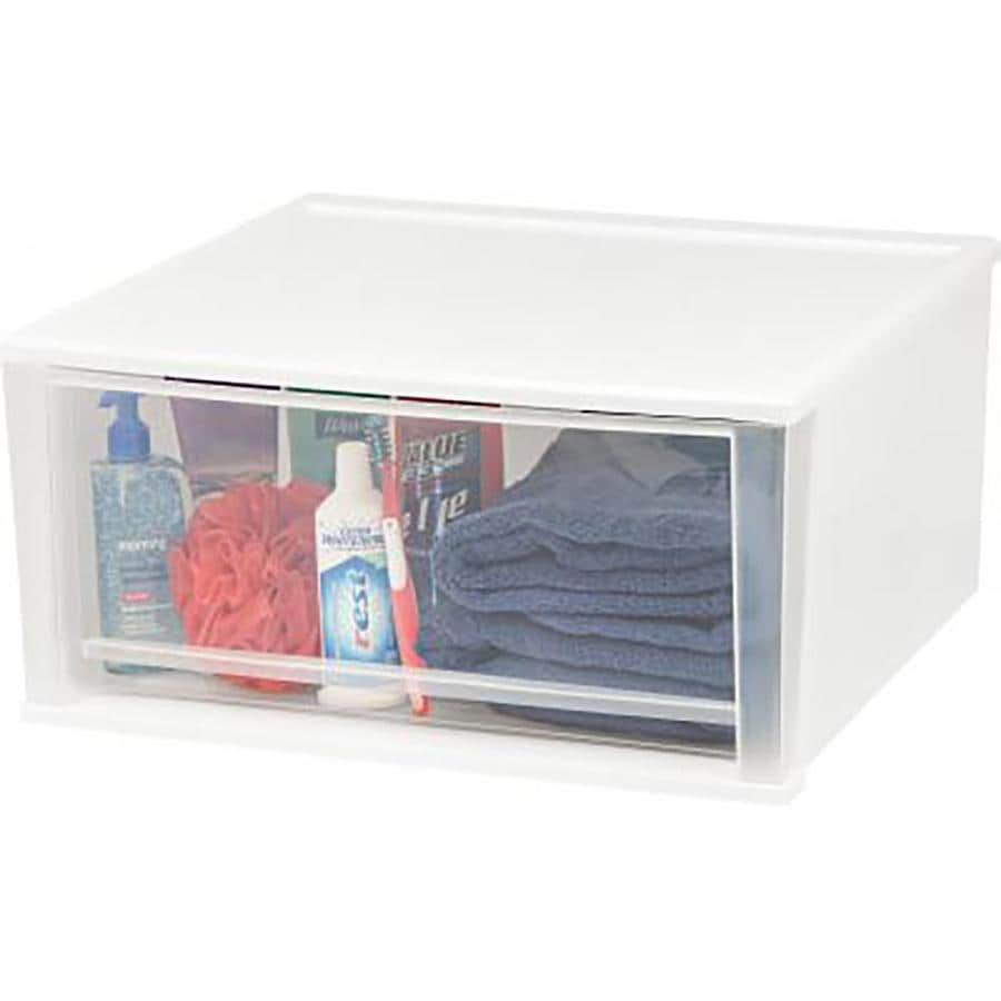 IRIS 3 Drawers White/Clear Stackable Plastic Drawer in the Storage