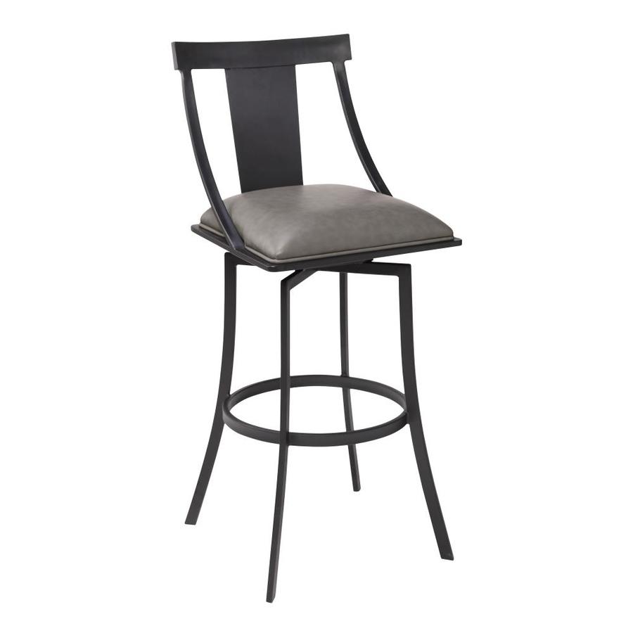 Armen Living Brisbane Gray Upholstered Swivel Bar Stool in the Bar Stools department at