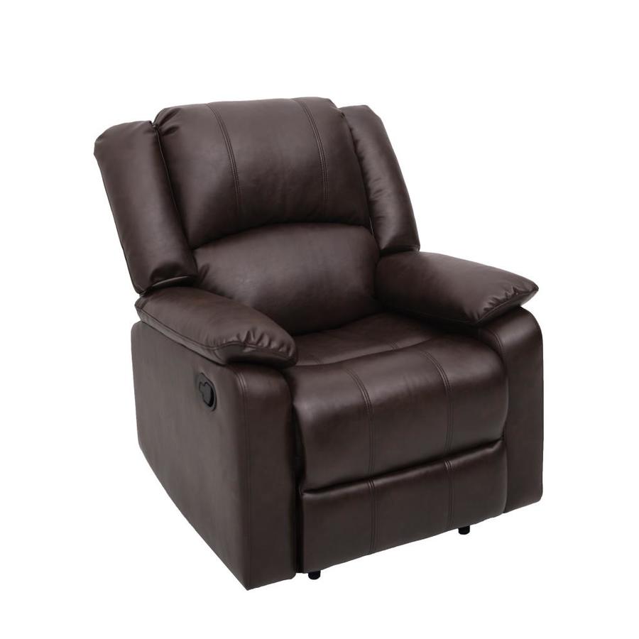 Relax A Lounger Dark Brown Faux Leather Recliner in the Recliners