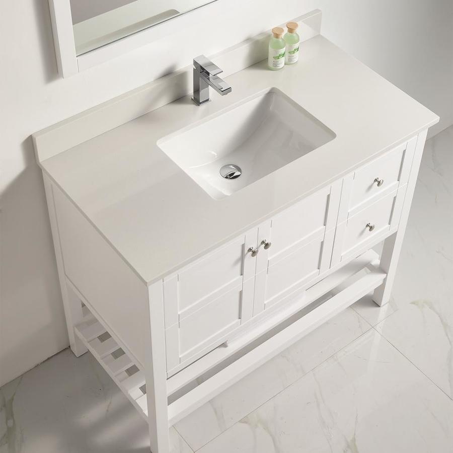 Clihome 34in White Single Sink Bathroom Vanity with White Ceramic Top