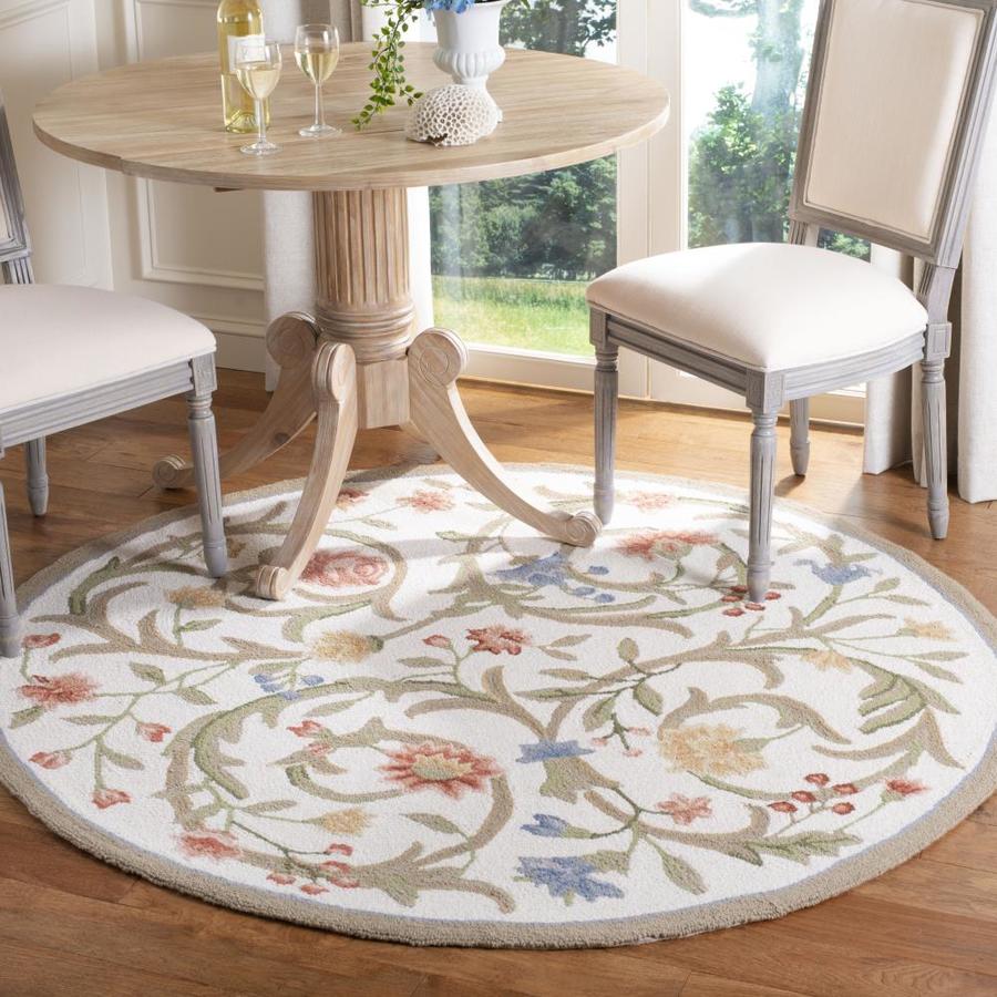 Safavieh Chelsea Floral scroll 8 x 8 Ivory Round Indoor Floral