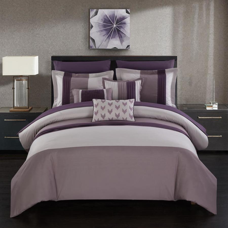 Chic Home Design Ayelet 10-Piece Plum King Comforter Set in the Bedding