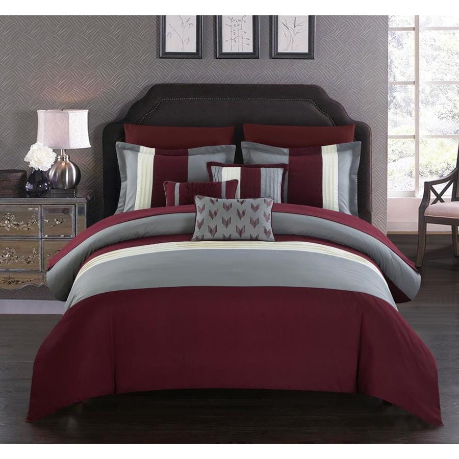 Chic Home Design Ayelet 10 Piece Burgundy Queen Comforter Set in the