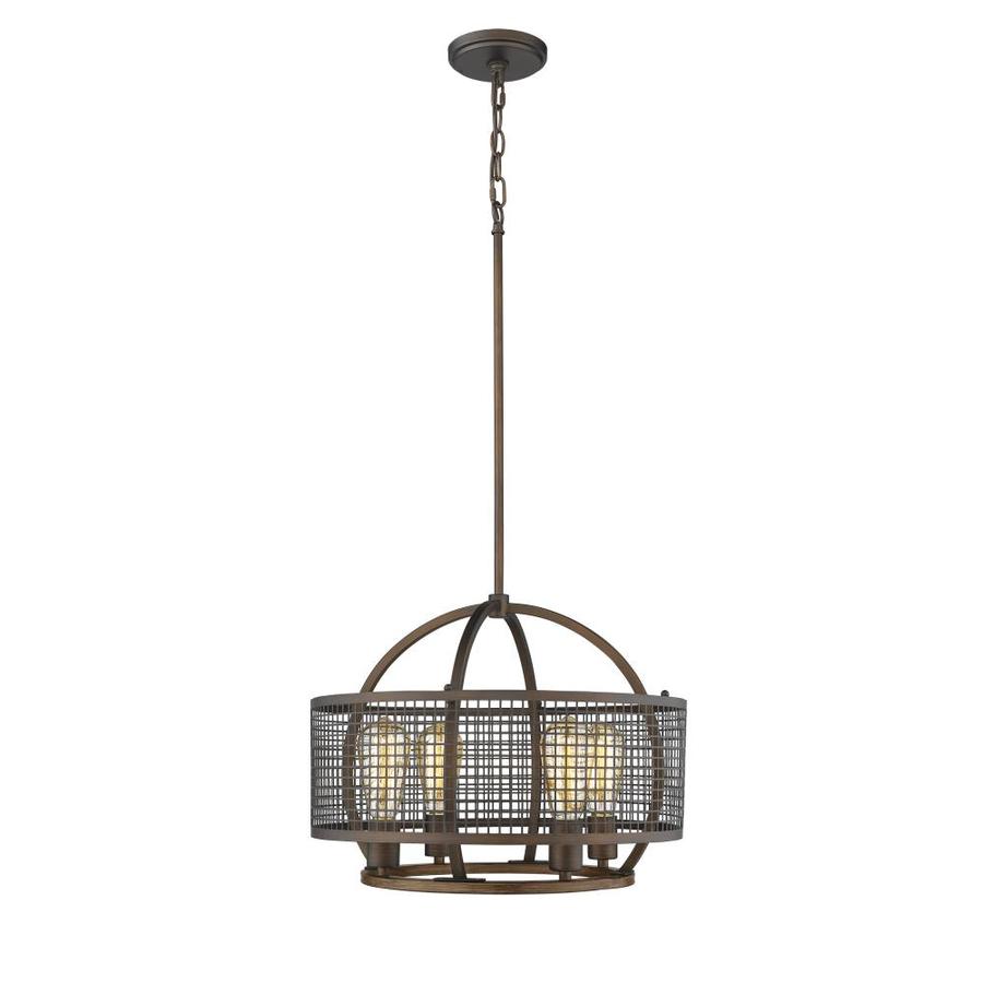 Millennium Lighting Rubbed Bronze Wood Grain Industrial Drum Pendant Light In The Pendant Lighting Department At Lowes Com