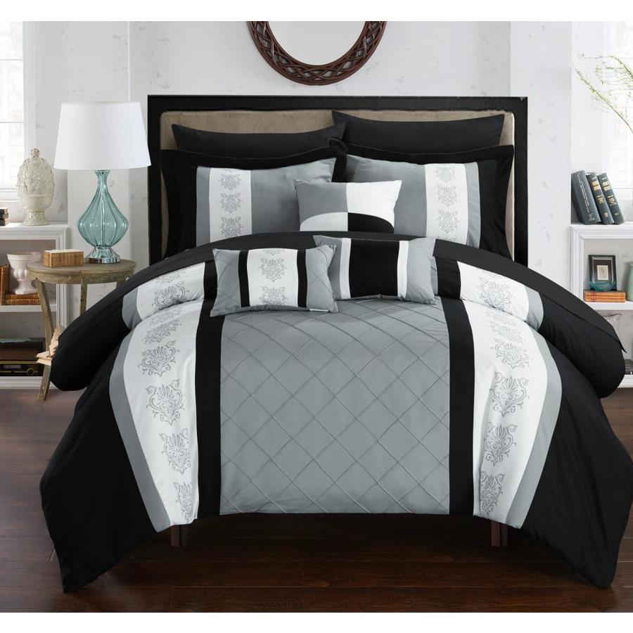 Chic Home Design Clayton 10-Piece Grey King Comforter Set in the