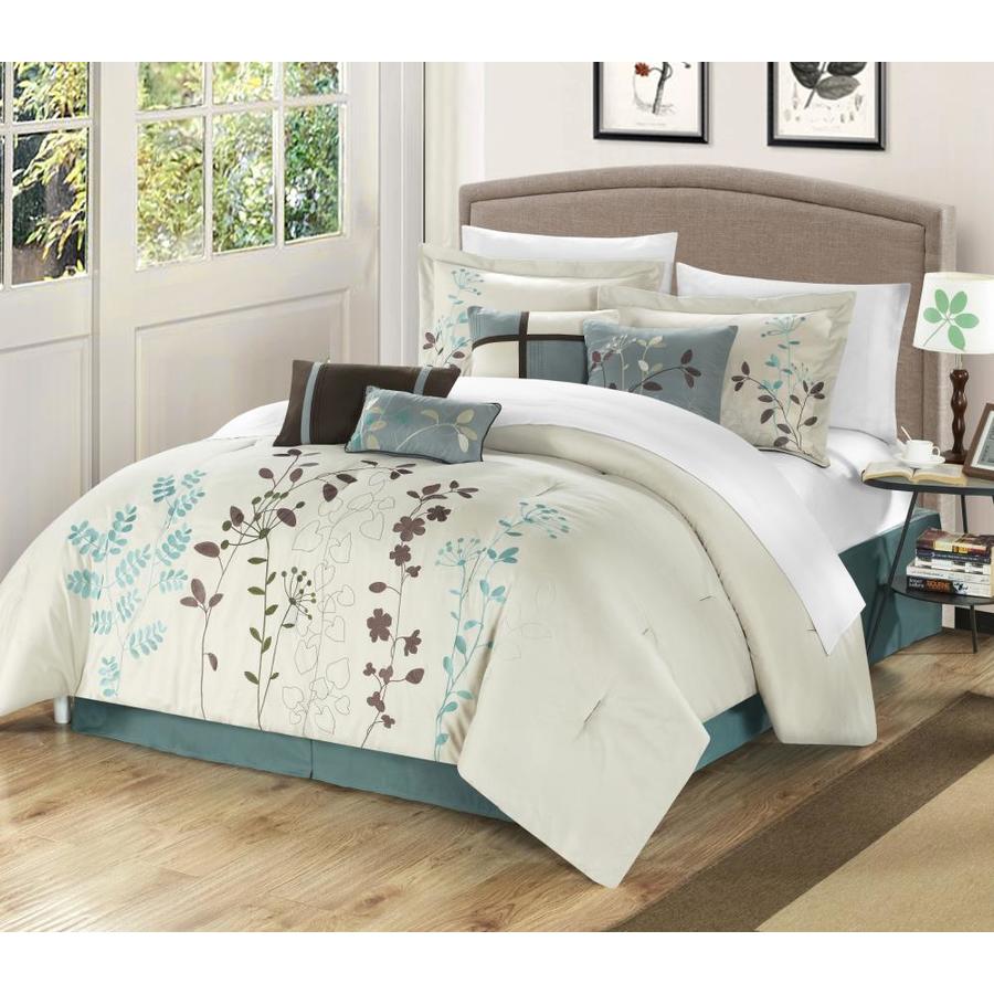 Chic Home Design Bliss Garden Beige King 12pc Comforter Set in the Bedding Sets department at ...