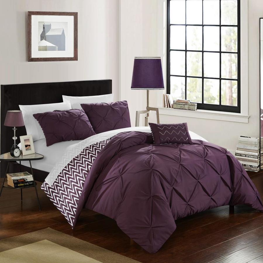 Chic Home Design Jacky 4-Piece Purple King Comforter Set in the Bedding