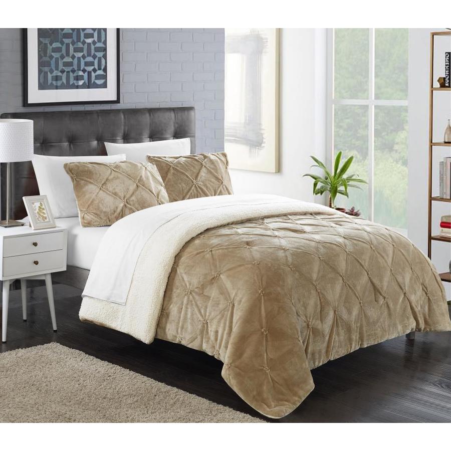 Chic Home Design Josepha 3-Piece Beige King Comforter Set in the