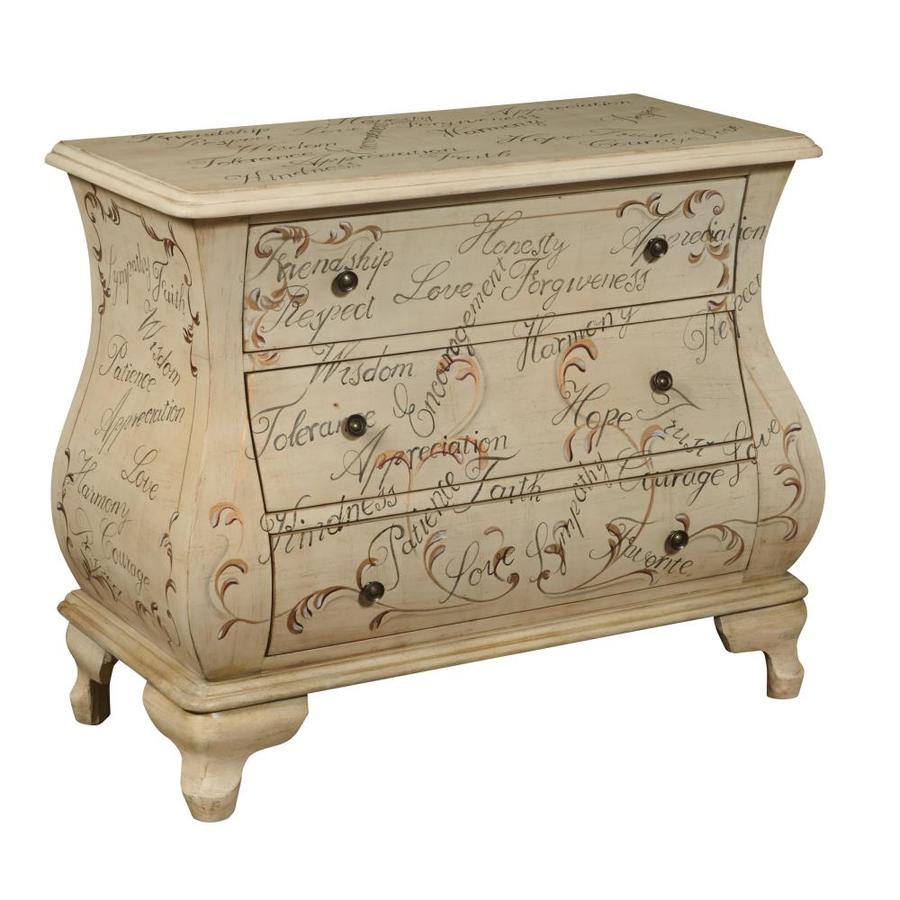 HomeFare Hand Painted Words Bombay 3 Drawer Chest in the Chests