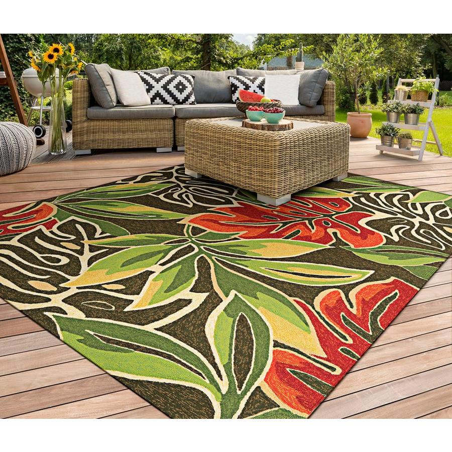 Couristan COVINGTON 5 x 8 BrownForest Green Indoor/Outdoor Floral