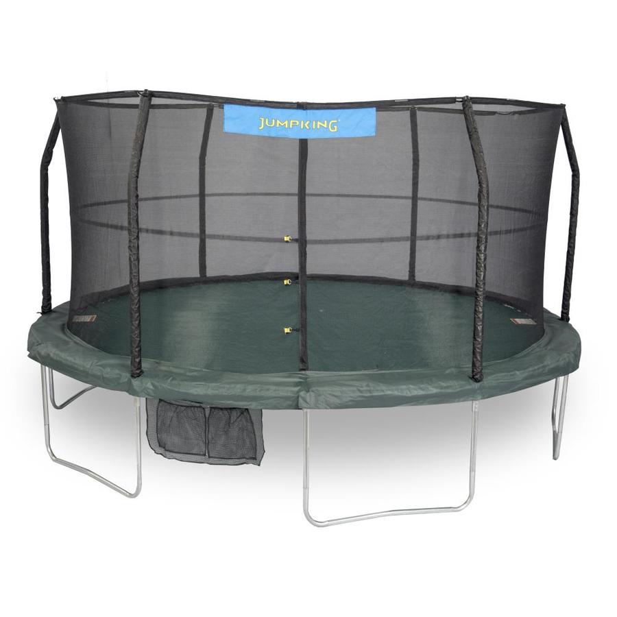 Jumpking 15 Ft Trampoline And Enclosure Combo With Green Black Jumping Surface In The Trampolines Department At Lowes Com