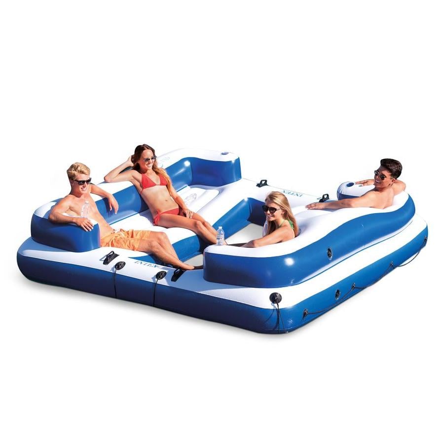 Intex Intex 58293ep Oasis Island Inflatable Giant 5 Person Lake Floating Lounge Raft In The Pool