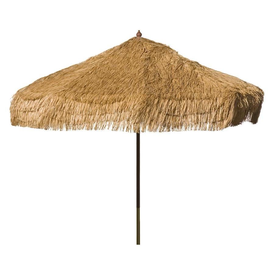 brown patio set with umbrella