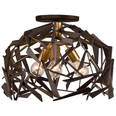 Varaluz Bermuda 18-in Antique Gold/Rustic Bronze Transitional Incandescent Flush Mount Light Varaluz Bermuda 18-in Antique Gold/Rustic Bronze Transitional Incandescent Flush Mount Light