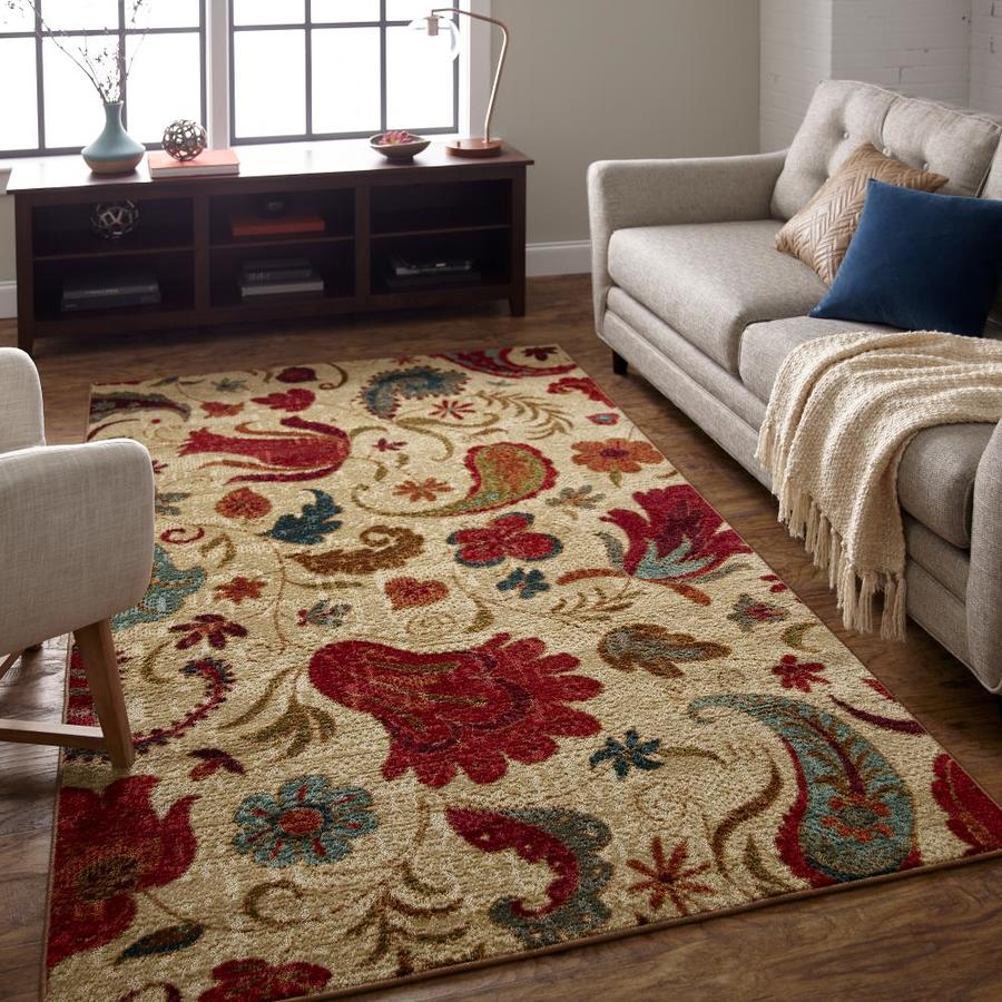 Mohawk Home Strata 5 x 8 Red Indoor Floral/Botanical Tropical Area Rug