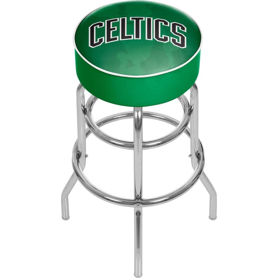 Trademark Gameroom Boston Celtics Chrome Upholstered Swivel Bar Stool In The Bar Stools Department At Lowes Com