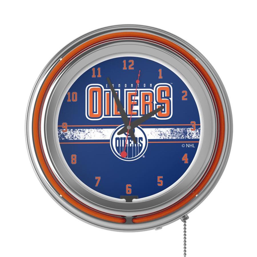 Trademark Gameroom Edmonton Oilers Clocks Analog Round Wall Clock In ...