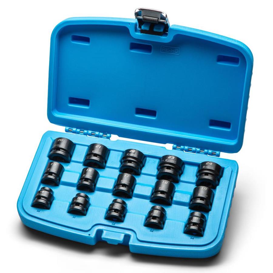 Metric 10 to 24 mm Capri Tools Shallow Impact Socket 1/2-Inch Drive 6-Point