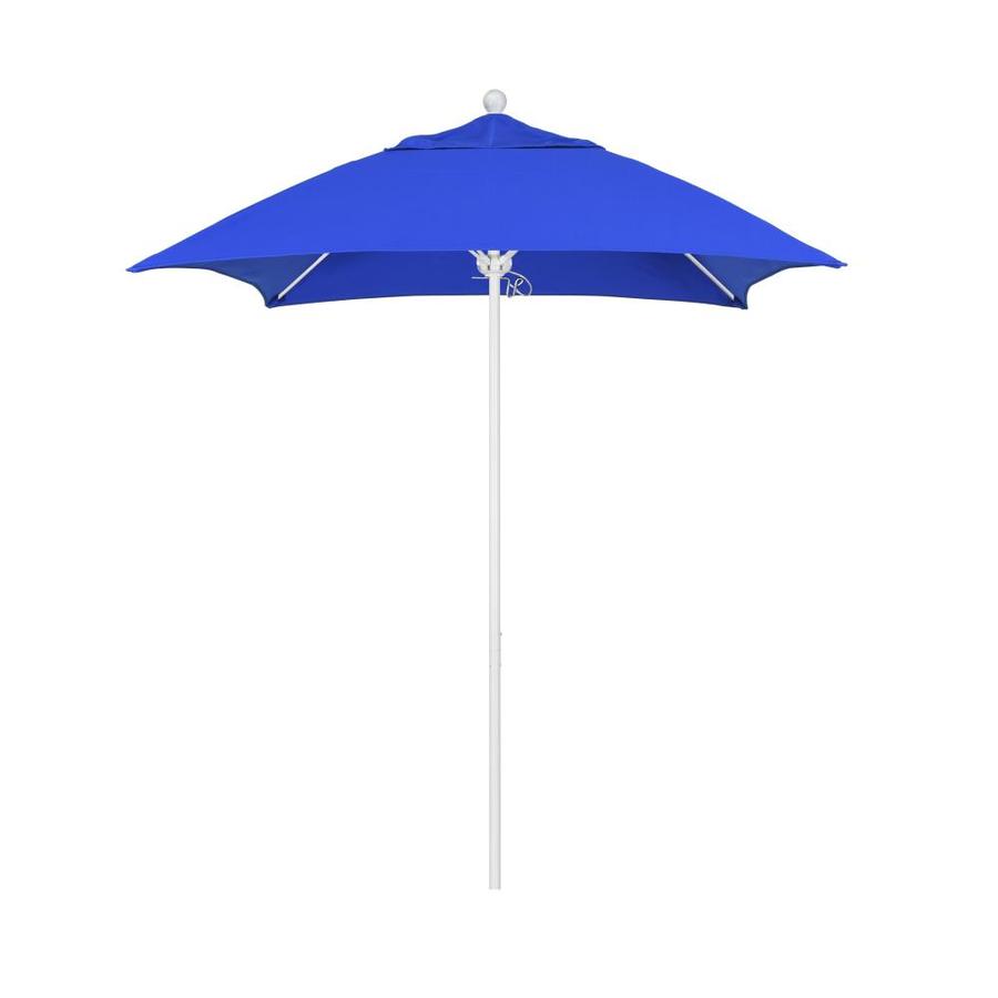 California Umbrella 6 Ft Square Pacific Blue With Matted White Aluminum Frame No Tilt Market Patio Umbrella In The Patio Umbrellas Department At Lowes Com