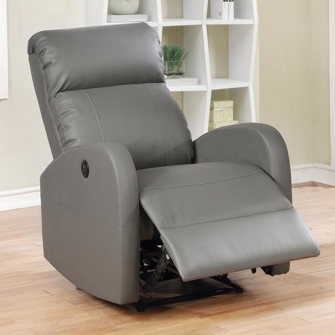 AC Pacific Sean Grey Faux Leather Powered Reclining Recliner in the