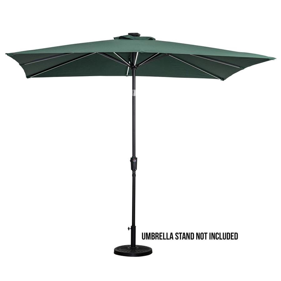 Sun Ray 107 48 Ft Rectangular Hunter Green With Black Aluminum Frame Solar Powered Push Button Tilt Market Patio Umbrella In The Patio Umbrellas Department At Lowes Com