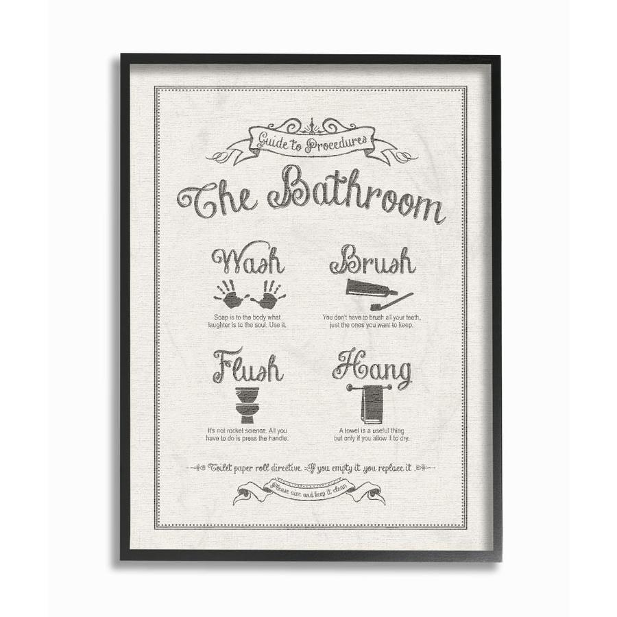 Stupell Industries Guide To Bathroom Procedures Linen Look Framed 14 In H X 11 In W Bath Wood Print In The Wall Art Department At Lowes Com