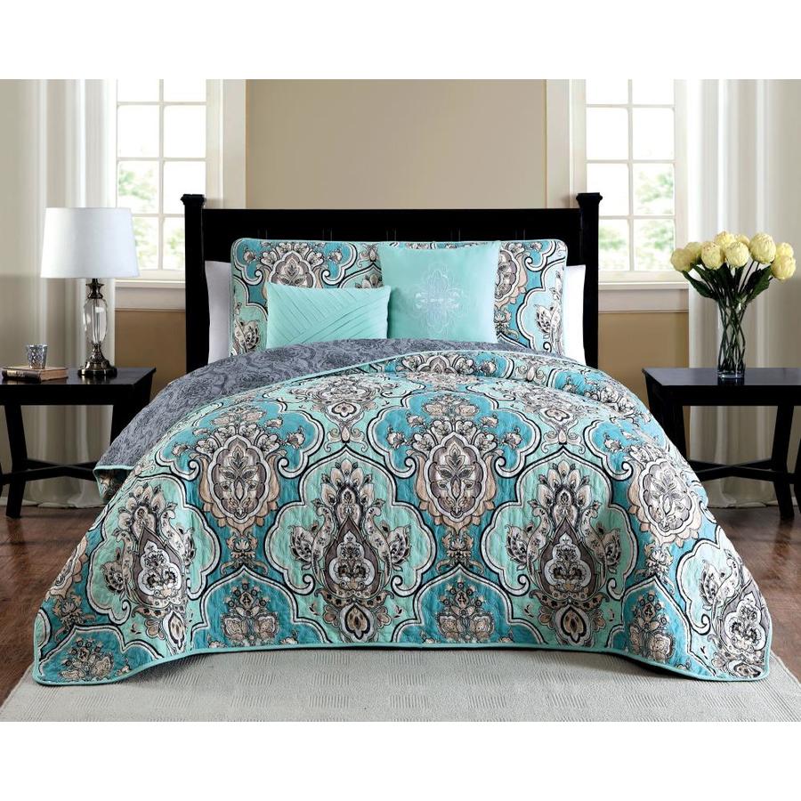 Geneva Home Fashion Odette 5 Piece Teal Queen Quilt Set In The Bedding Sets Department At 