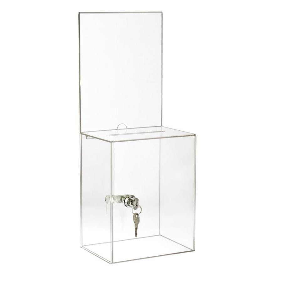Clear Acrylic Charity Coin Collection Box Donation Box with open Front Suggestion Box With Lock and 2 Keys