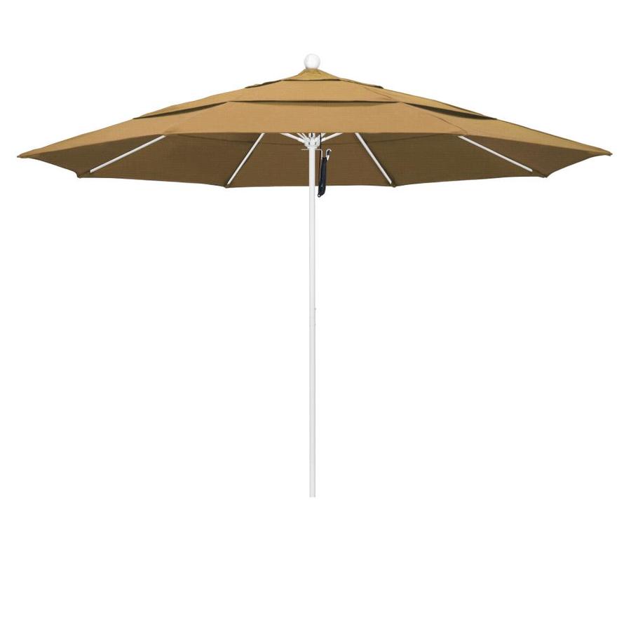 California Umbrella 11 Ft Octagon Straw With Matted White Aluminum Frame No Tilt Market Patio Umbrella In The Patio Umbrellas Department At Lowes Com