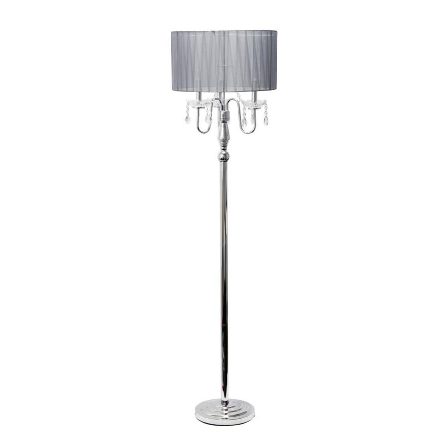 Elegant Designs 61 5 In Chrome Gray Shaded Floor Lamp In The Floor Lamps Department At Lowes Com